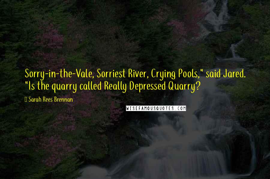 Sarah Rees Brennan Quotes: Sorry-in-the-Vale, Sorriest River, Crying Pools," said Jared. "Is the quarry called Really Depressed Quarry?