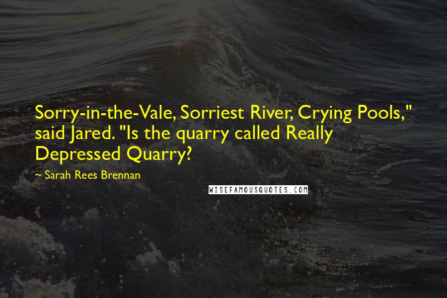 Sarah Rees Brennan Quotes: Sorry-in-the-Vale, Sorriest River, Crying Pools," said Jared. "Is the quarry called Really Depressed Quarry?