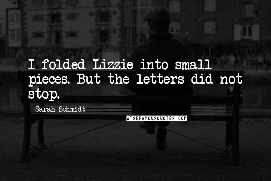 Sarah Schmidt Quotes: I folded Lizzie into small pieces. But the letters did not stop.