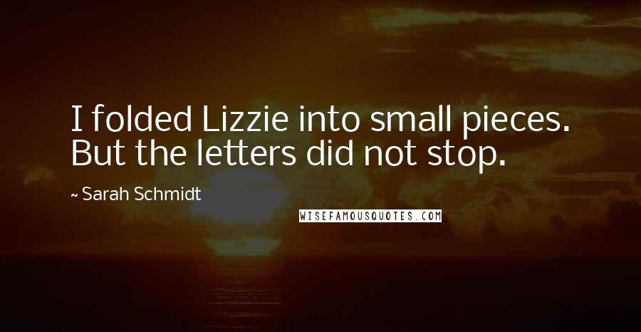 Sarah Schmidt Quotes: I folded Lizzie into small pieces. But the letters did not stop.