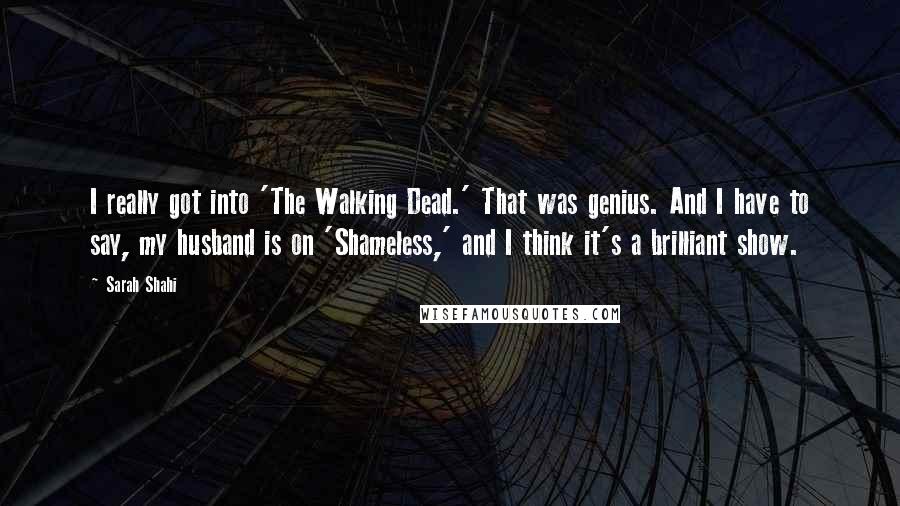 Sarah Shahi Quotes: I really got into 'The Walking Dead.' That was genius. And I have to say, my husband is on 'Shameless,' and I think it's a brilliant show.