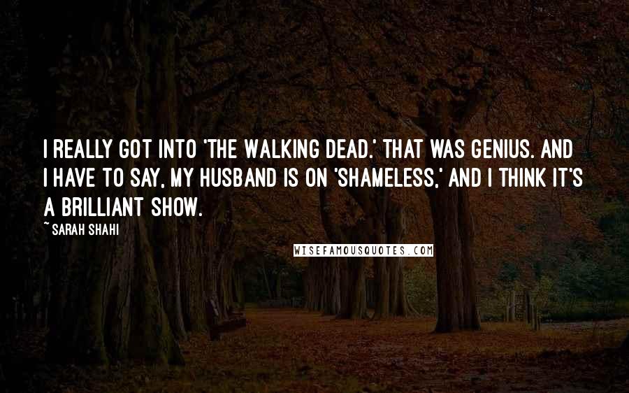 Sarah Shahi Quotes: I really got into 'The Walking Dead.' That was genius. And I have to say, my husband is on 'Shameless,' and I think it's a brilliant show.