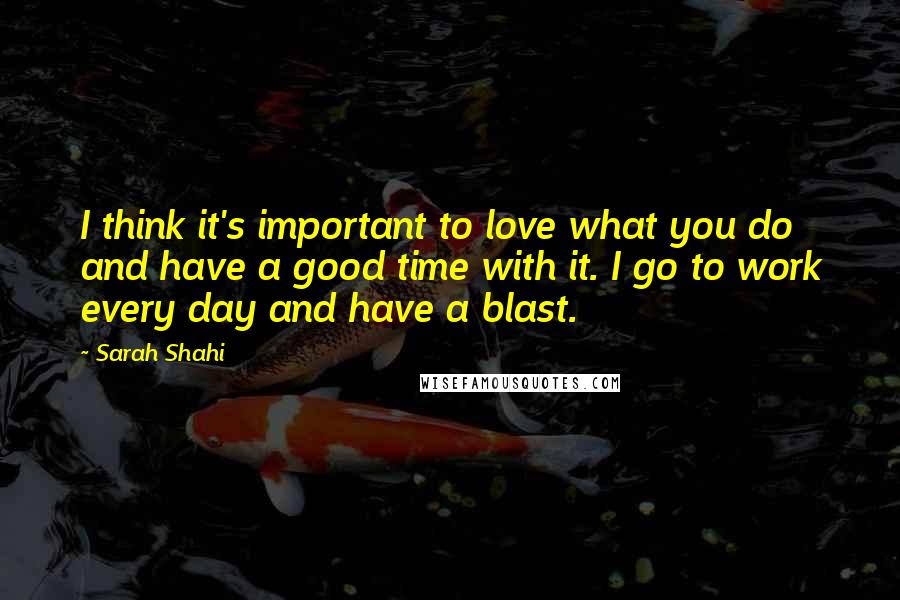 Sarah Shahi Quotes: I think it's important to love what you do and have a good time with it. I go to work every day and have a blast.
