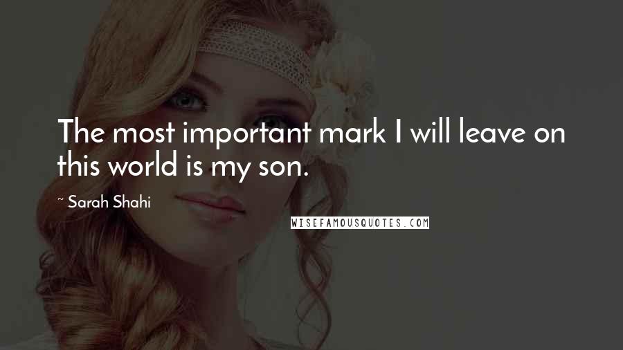Sarah Shahi Quotes: The most important mark I will leave on this world is my son.