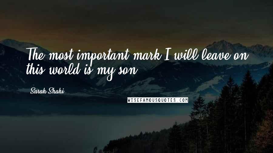 Sarah Shahi Quotes: The most important mark I will leave on this world is my son.