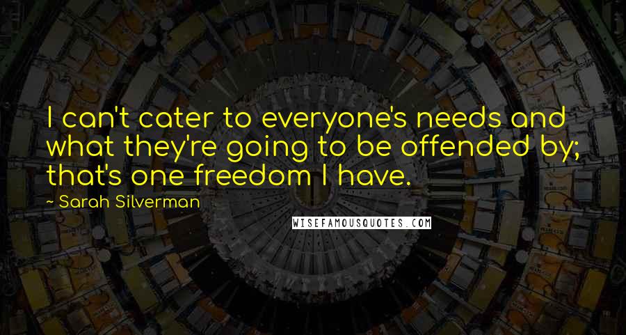 Sarah Silverman Quotes: I can't cater to everyone's needs and what they're going to be offended by; that's one freedom I have.