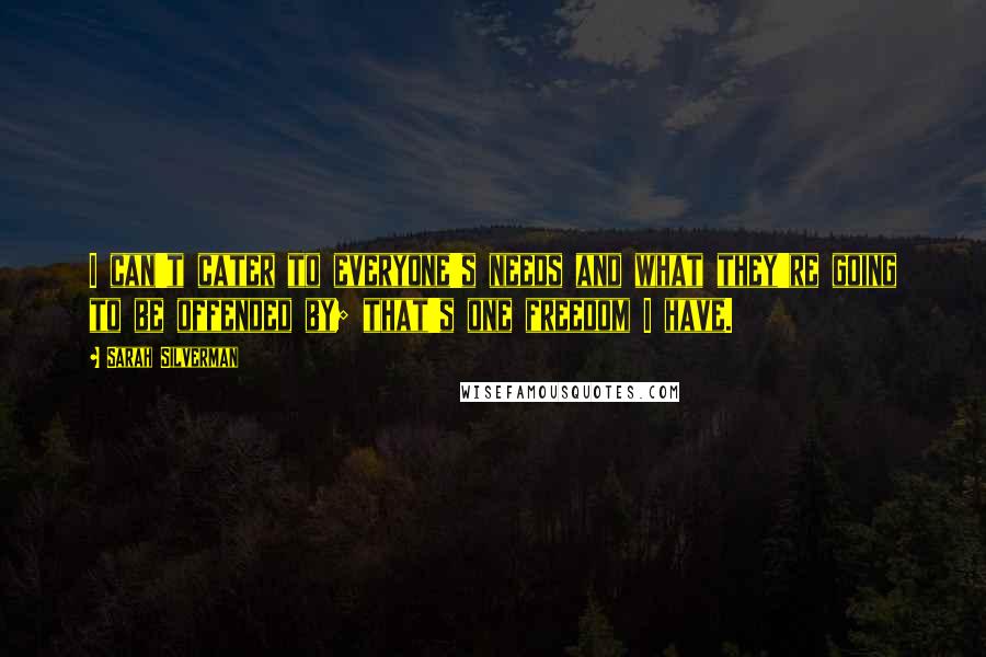 Sarah Silverman Quotes: I can't cater to everyone's needs and what they're going to be offended by; that's one freedom I have.