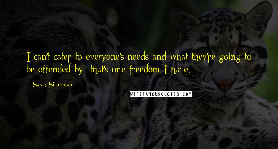 Sarah Silverman Quotes: I can't cater to everyone's needs and what they're going to be offended by; that's one freedom I have.