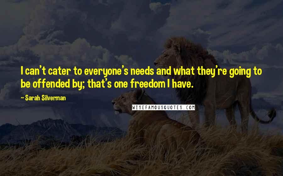 Sarah Silverman Quotes: I can't cater to everyone's needs and what they're going to be offended by; that's one freedom I have.