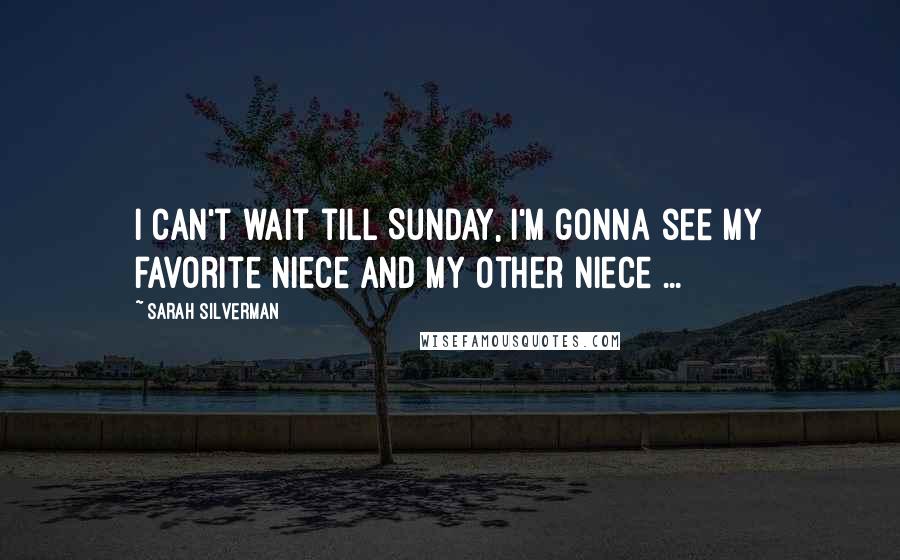 Sarah Silverman Quotes: I can't wait till Sunday, I'm gonna see my favorite niece and my other niece ...