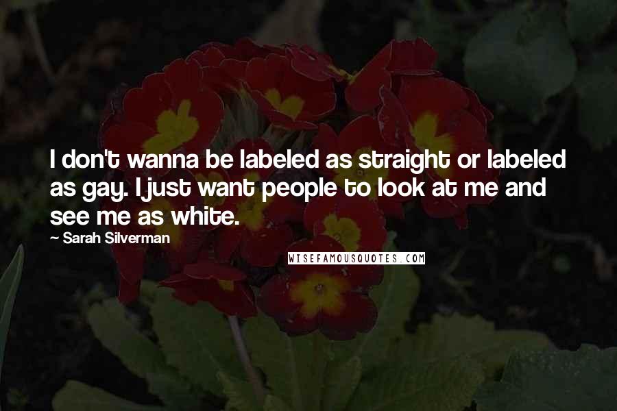 Sarah Silverman Quotes: I don't wanna be labeled as straight or labeled as gay. I just want people to look at me and see me as white.