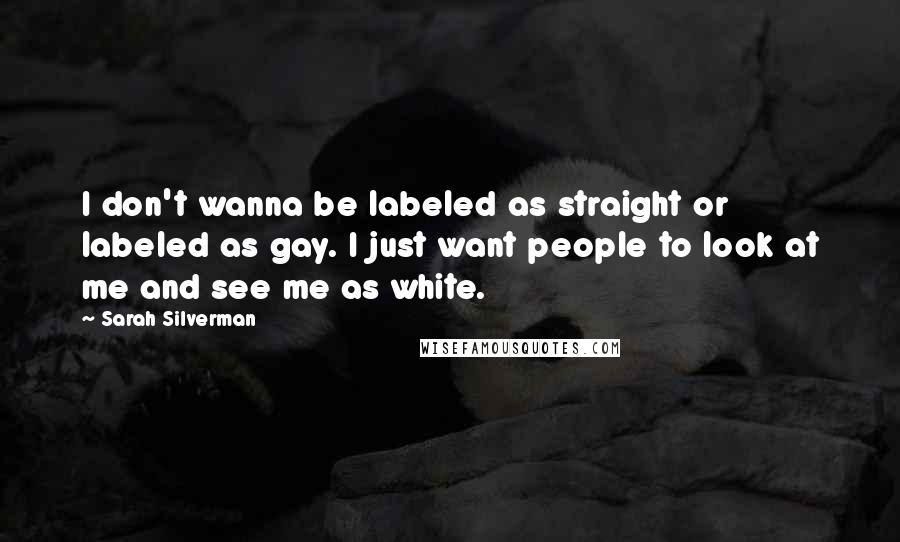 Sarah Silverman Quotes: I don't wanna be labeled as straight or labeled as gay. I just want people to look at me and see me as white.