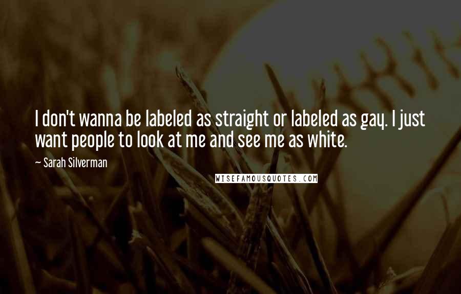 Sarah Silverman Quotes: I don't wanna be labeled as straight or labeled as gay. I just want people to look at me and see me as white.