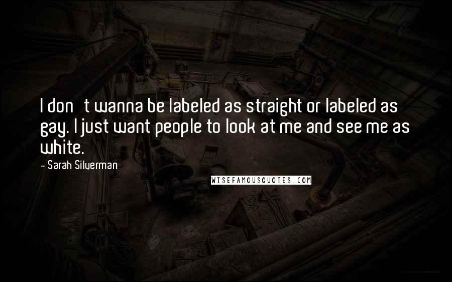 Sarah Silverman Quotes: I don't wanna be labeled as straight or labeled as gay. I just want people to look at me and see me as white.