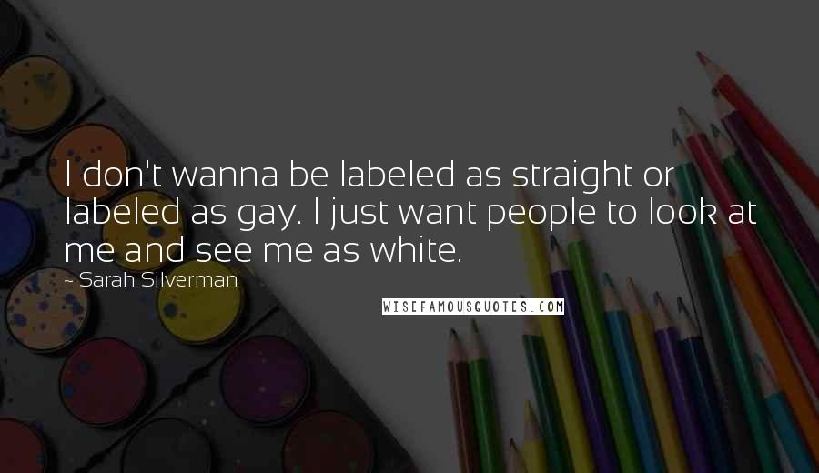 Sarah Silverman Quotes: I don't wanna be labeled as straight or labeled as gay. I just want people to look at me and see me as white.