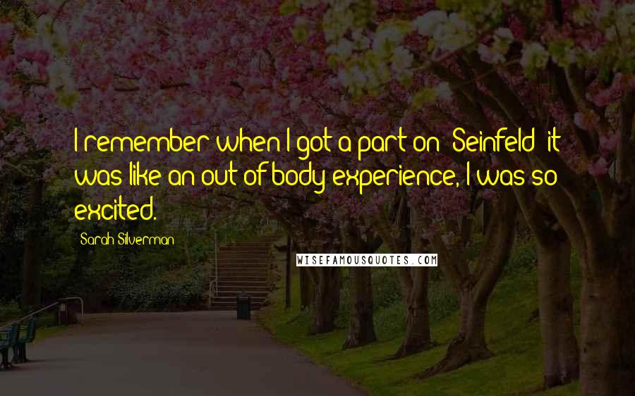 Sarah Silverman Quotes: I remember when I got a part on 'Seinfeld' it was like an out of body experience, I was so excited.