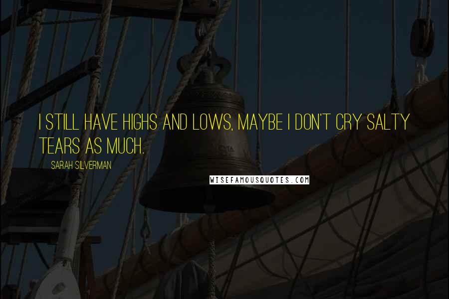 Sarah Silverman Quotes: I still have highs and lows, maybe I don't cry salty tears as much.
