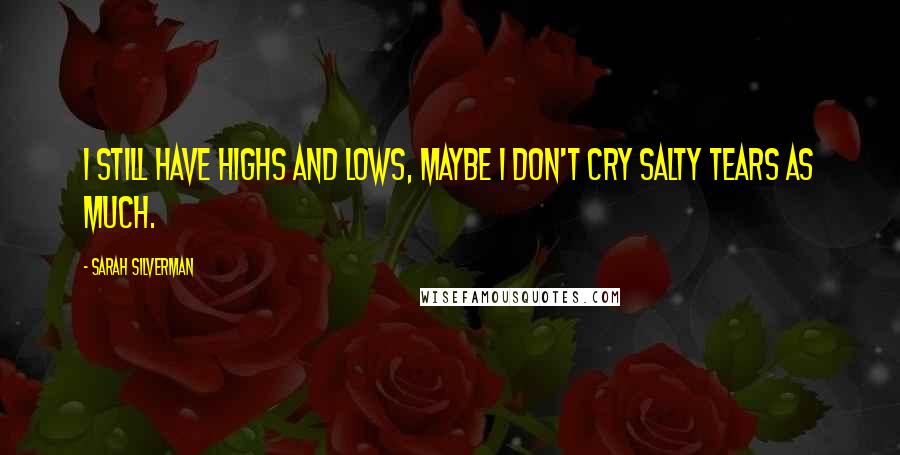 Sarah Silverman Quotes: I still have highs and lows, maybe I don't cry salty tears as much.