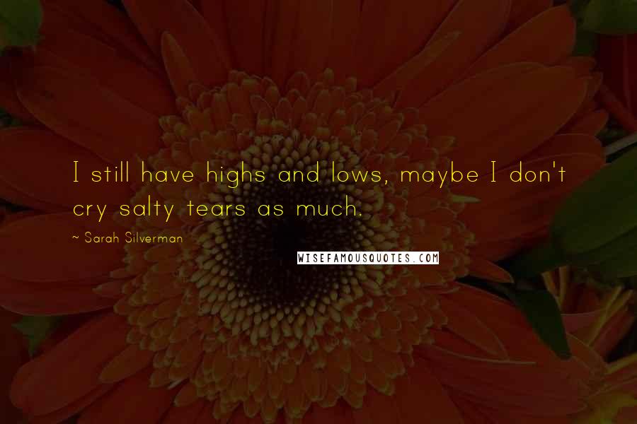 Sarah Silverman Quotes: I still have highs and lows, maybe I don't cry salty tears as much.