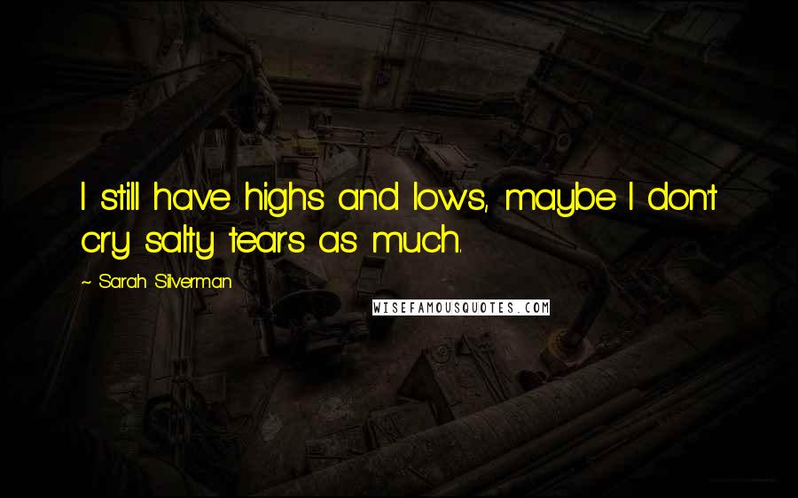 Sarah Silverman Quotes: I still have highs and lows, maybe I don't cry salty tears as much.