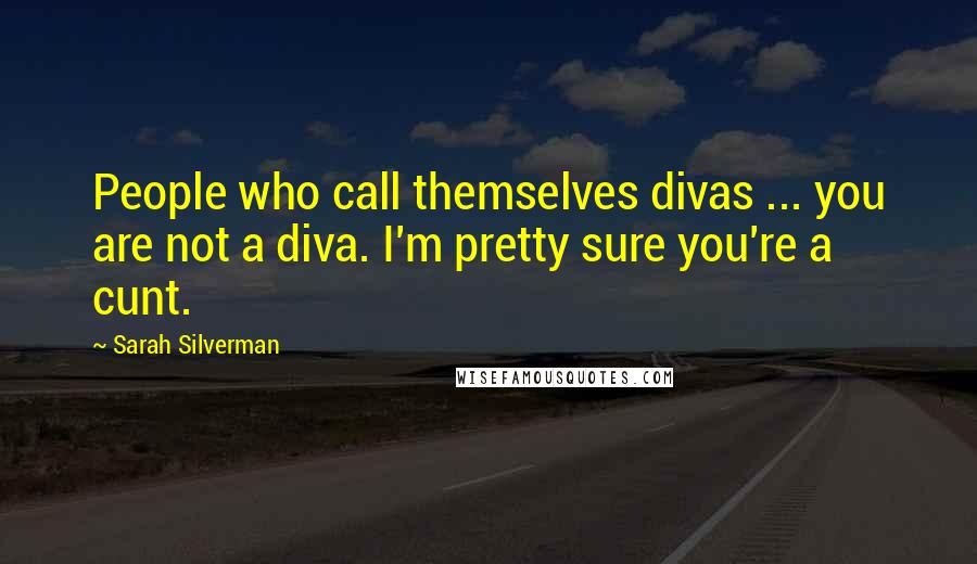 Sarah Silverman Quotes: People who call themselves divas ... you are not a diva. I'm pretty sure you're a cunt.