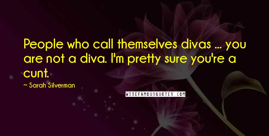 Sarah Silverman Quotes: People who call themselves divas ... you are not a diva. I'm pretty sure you're a cunt.