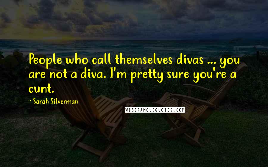 Sarah Silverman Quotes: People who call themselves divas ... you are not a diva. I'm pretty sure you're a cunt.