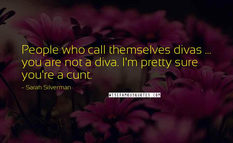 Sarah Silverman Quotes: People who call themselves divas ... you are not a diva. I'm pretty sure you're a cunt.