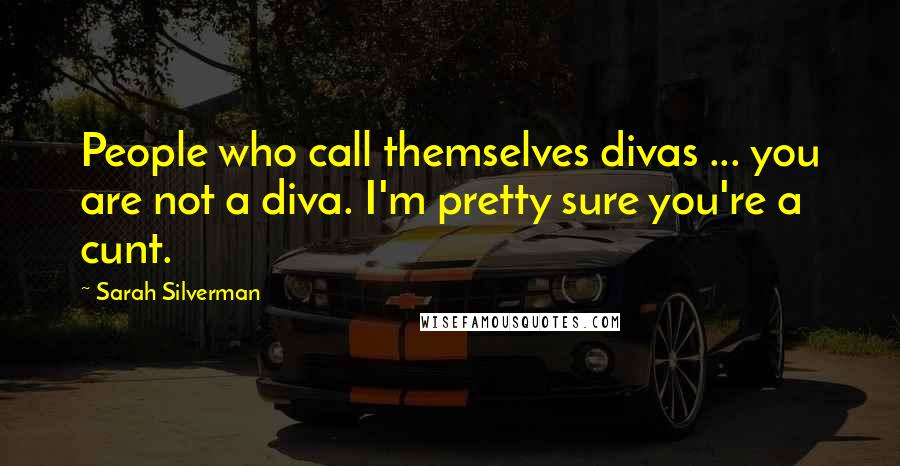 Sarah Silverman Quotes: People who call themselves divas ... you are not a diva. I'm pretty sure you're a cunt.