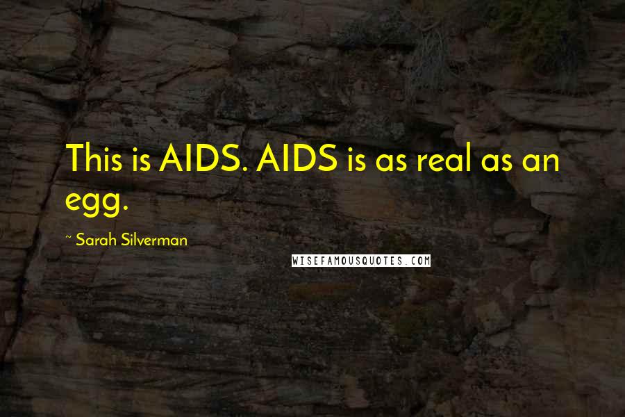 Sarah Silverman Quotes: This is AIDS. AIDS is as real as an egg.