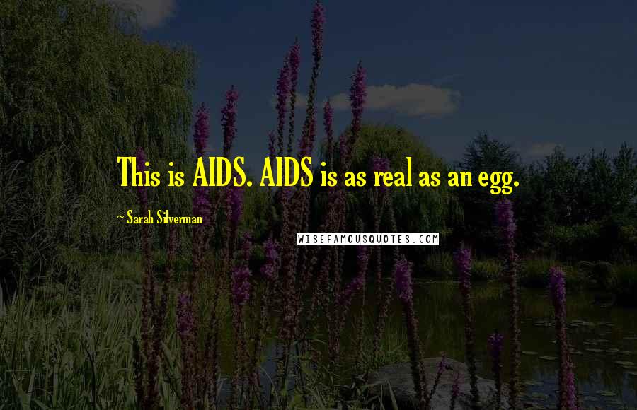 Sarah Silverman Quotes: This is AIDS. AIDS is as real as an egg.