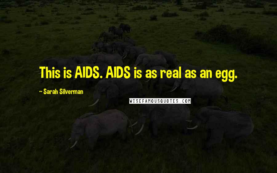 Sarah Silverman Quotes: This is AIDS. AIDS is as real as an egg.