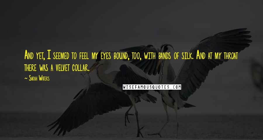 Sarah Waters Quotes: And yet, I seemed to feel my eyes bound, too, with bands of silk. And at my throat there was a velvet collar.