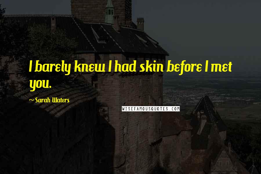 Sarah Waters Quotes: I barely knew I had skin before I met you.