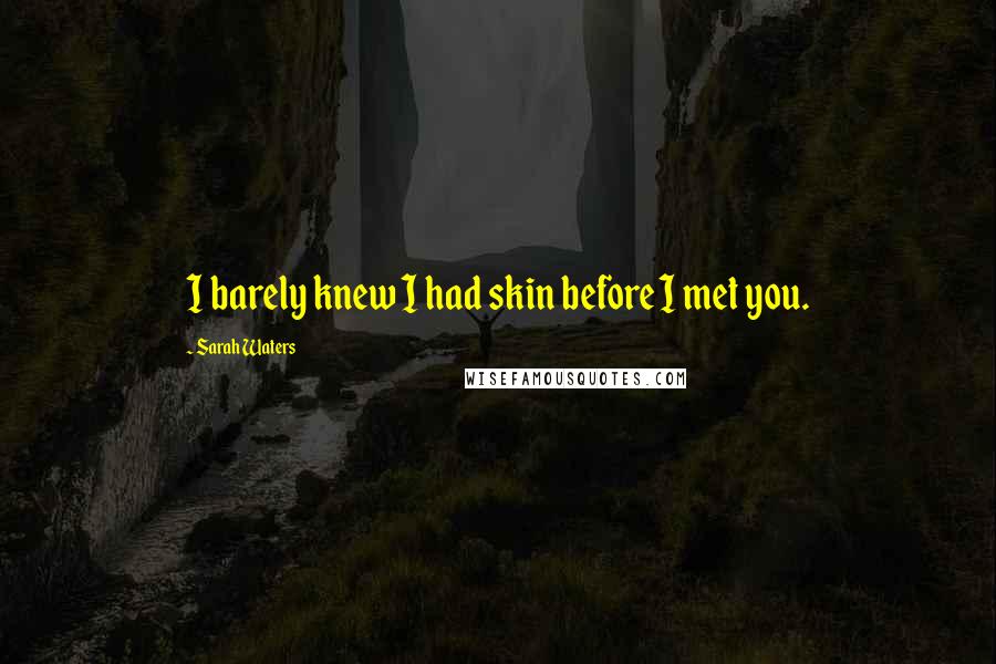 Sarah Waters Quotes: I barely knew I had skin before I met you.