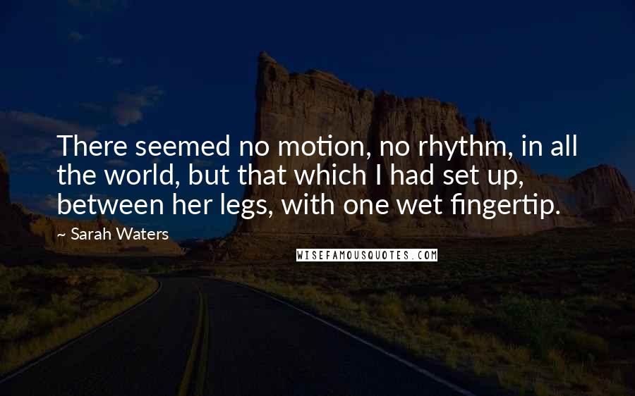 Sarah Waters Quotes: There seemed no motion, no rhythm, in all the world, but that which I had set up, between her legs, with one wet fingertip.