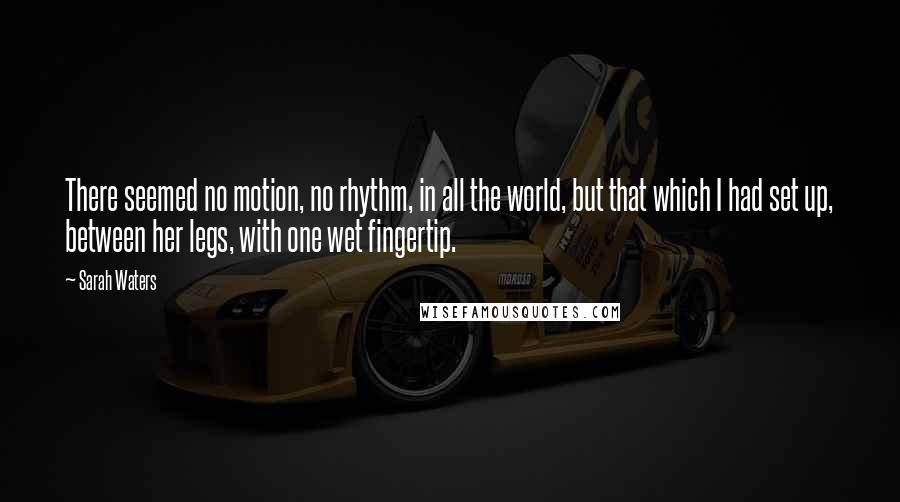 Sarah Waters Quotes: There seemed no motion, no rhythm, in all the world, but that which I had set up, between her legs, with one wet fingertip.