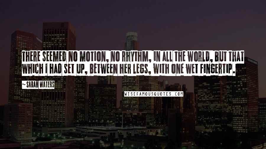 Sarah Waters Quotes: There seemed no motion, no rhythm, in all the world, but that which I had set up, between her legs, with one wet fingertip.