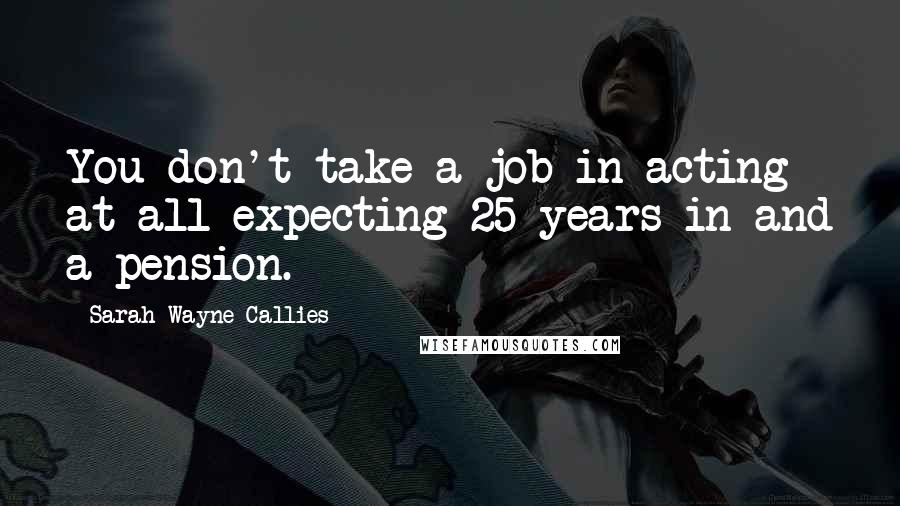 Sarah Wayne Callies Quotes: You don't take a job in acting at all expecting 25 years in and a pension.