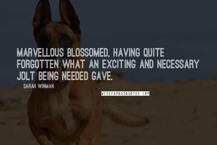 Sarah Winman Quotes: Marvellous blossomed, having quite forgotten what an exciting and necessary jolt being needed gave.