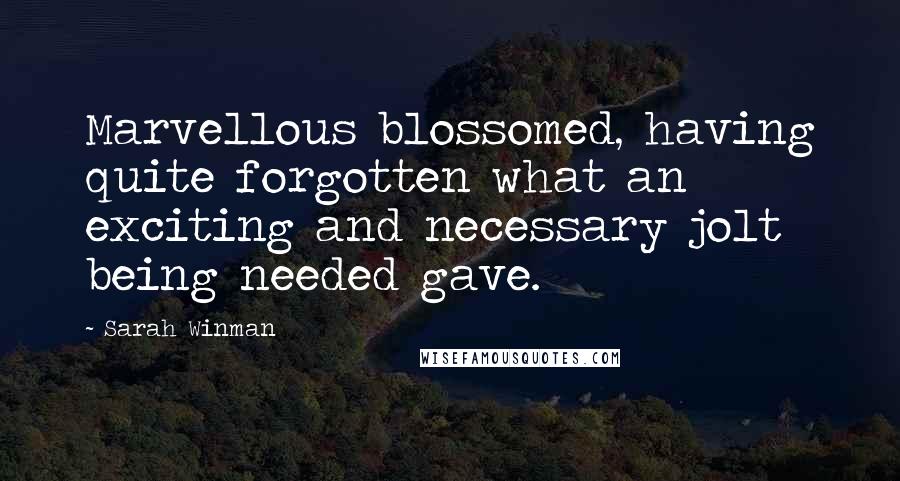 Sarah Winman Quotes: Marvellous blossomed, having quite forgotten what an exciting and necessary jolt being needed gave.