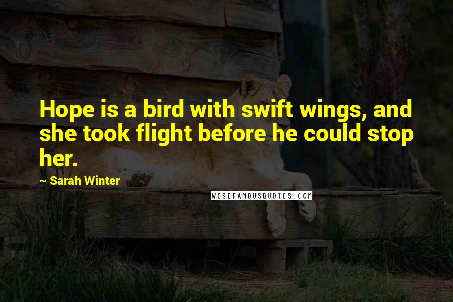 Sarah Winter Quotes: Hope is a bird with swift wings, and she took flight before he could stop her.