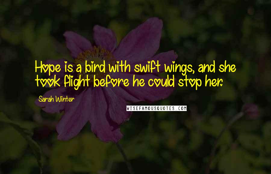 Sarah Winter Quotes: Hope is a bird with swift wings, and she took flight before he could stop her.