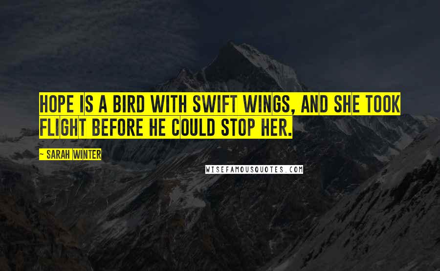 Sarah Winter Quotes: Hope is a bird with swift wings, and she took flight before he could stop her.