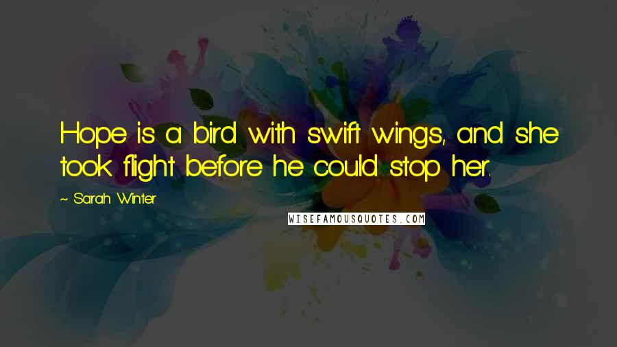 Sarah Winter Quotes: Hope is a bird with swift wings, and she took flight before he could stop her.