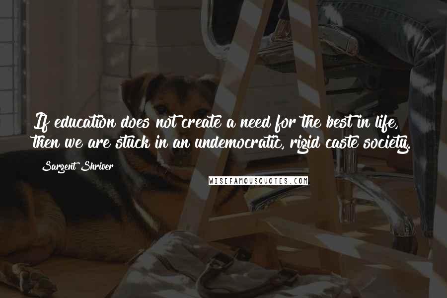 Sargent Shriver Quotes: If education does not create a need for the best in life, then we are stuck in an undemocratic, rigid caste society.