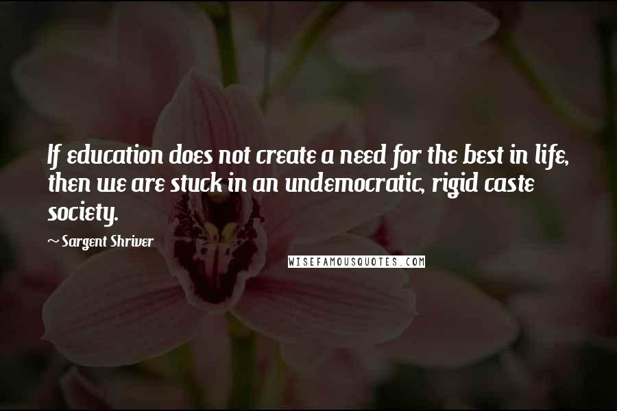 Sargent Shriver Quotes: If education does not create a need for the best in life, then we are stuck in an undemocratic, rigid caste society.