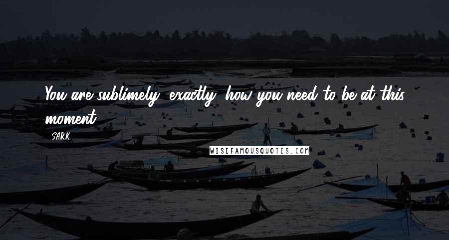 SARK Quotes: You are sublimely, exactly, how you need to be at this moment.