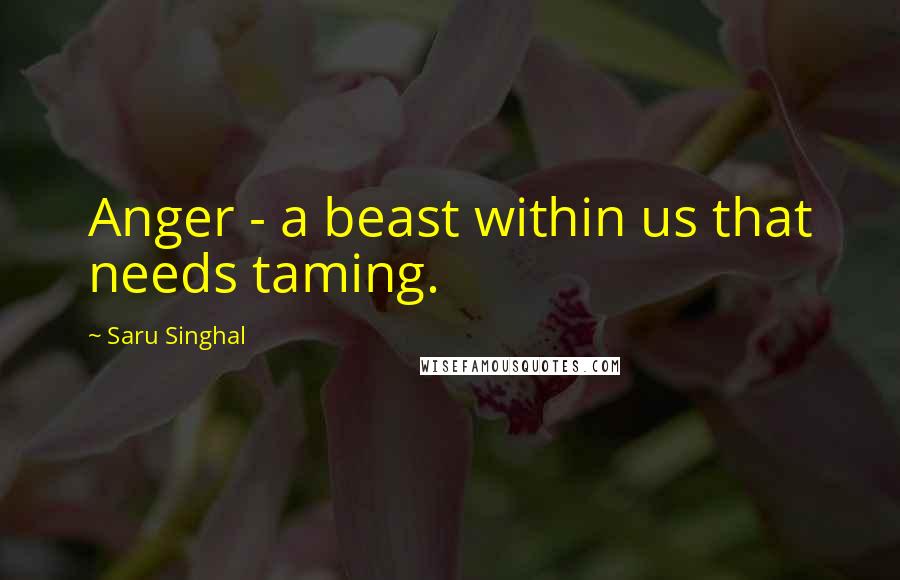 Saru Singhal Quotes: Anger - a beast within us that needs taming.