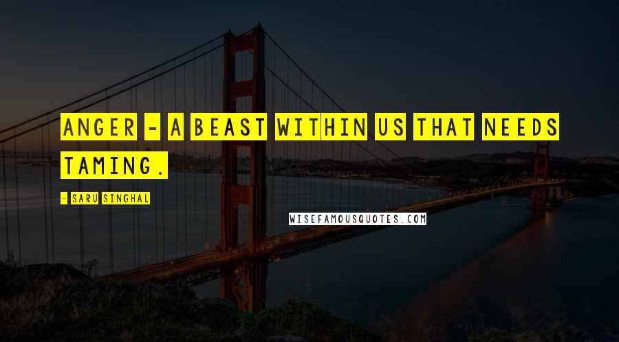 Saru Singhal Quotes: Anger - a beast within us that needs taming.